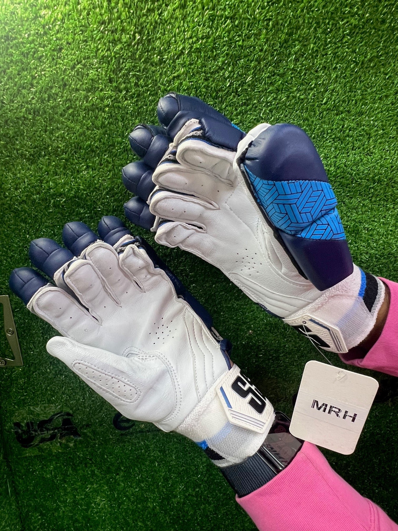 SS Super Test Navy and Sky Colored Batting Gloves - 2024