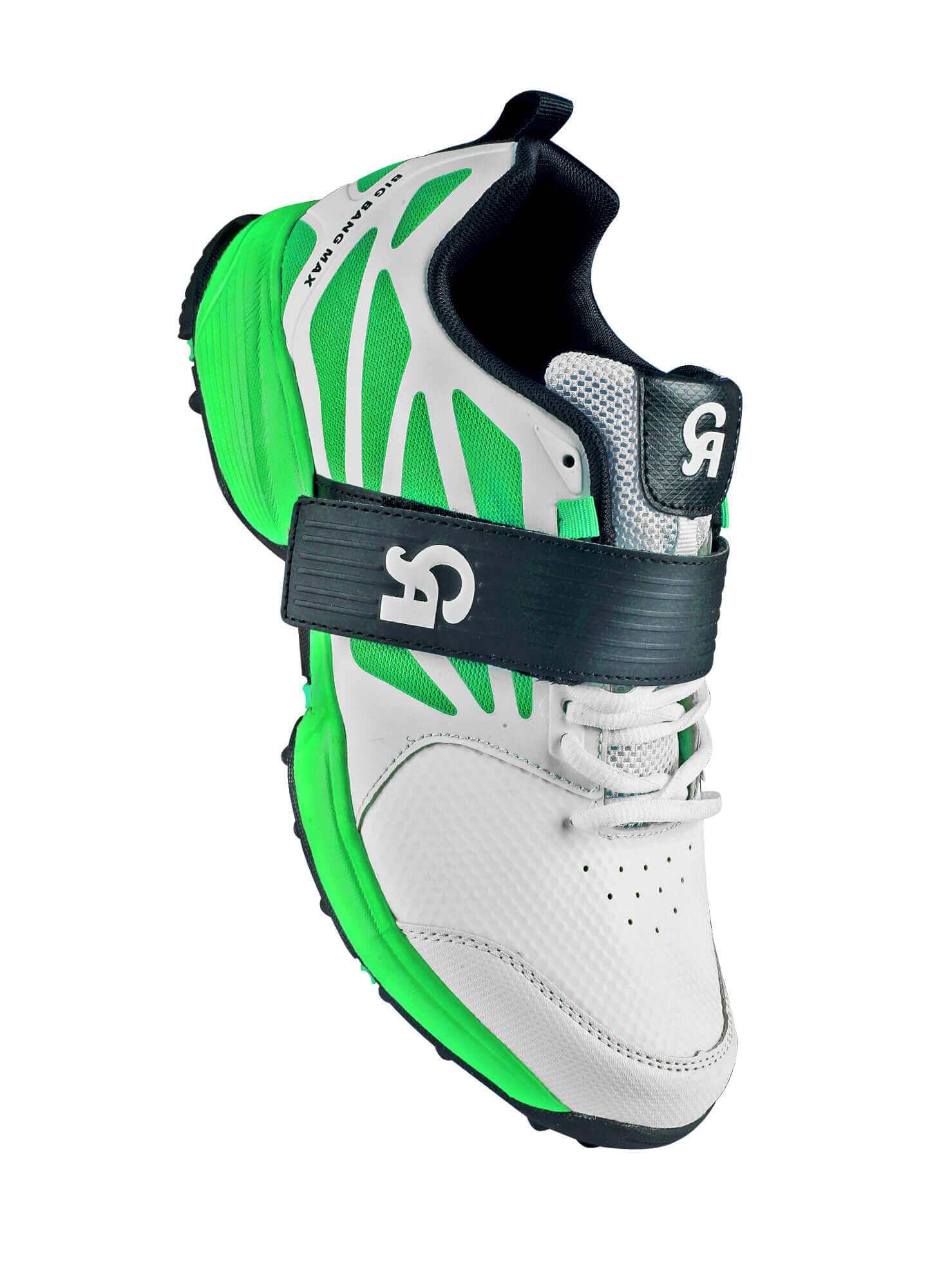 CA Big Bang Max Green and White Rubber Cricket Shoes - 2024