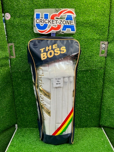 THE BOSS 333 WHITE WICKET KEEPING PADS - 2023