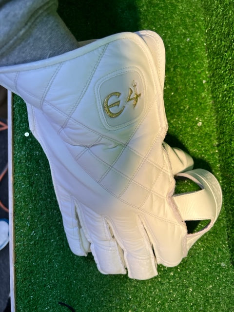 E4 LIMITED EDITION WICKET KEEPING GLOVES - FULL WHITE