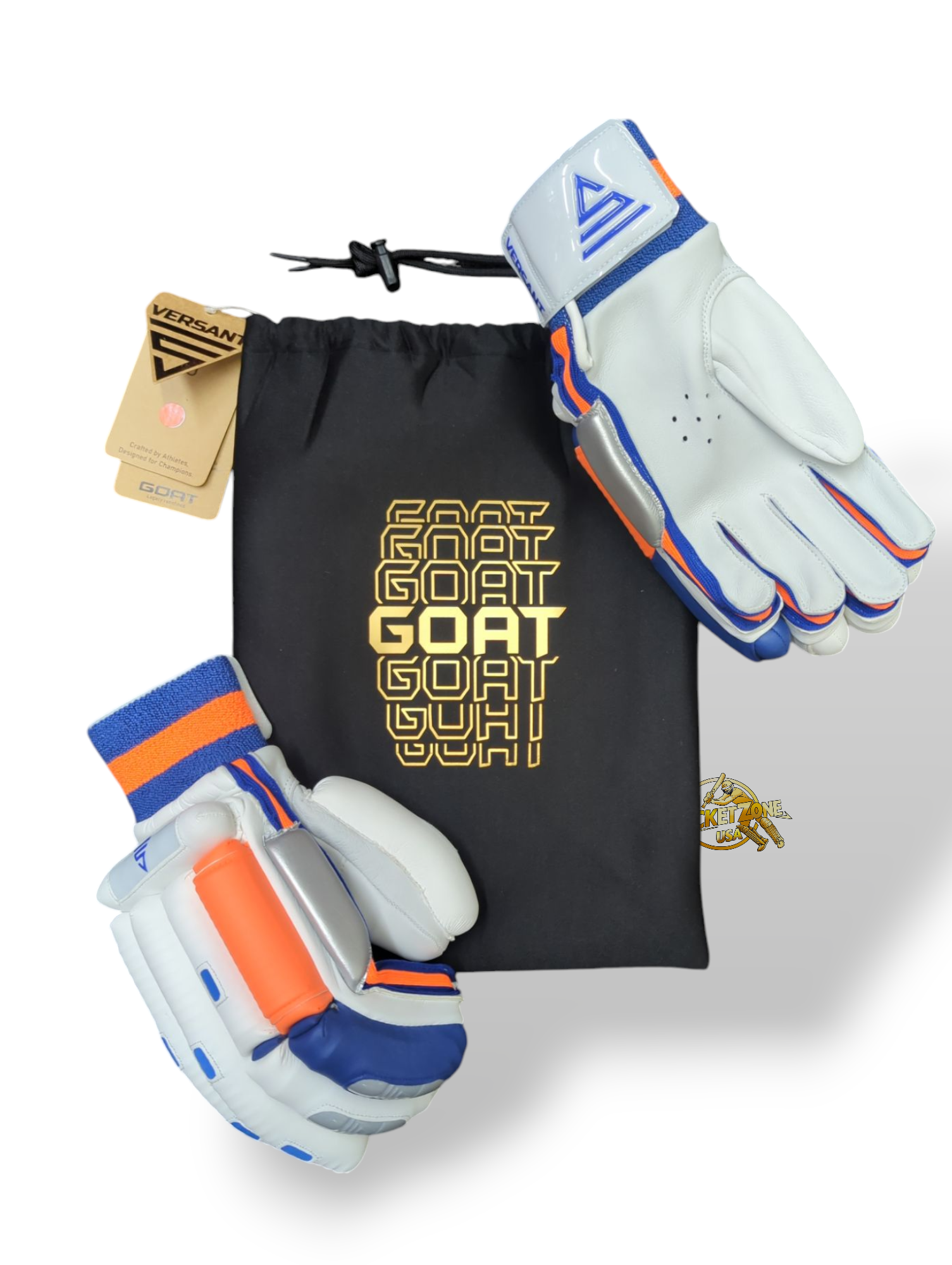 Versant Goat Series Batting Gloves - 2025 (White, Orange, & Blue)
