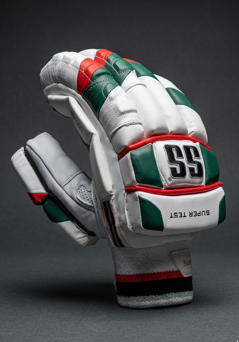 SS Super Test Batting Gloves - 2026 (Red & Green w/ White)