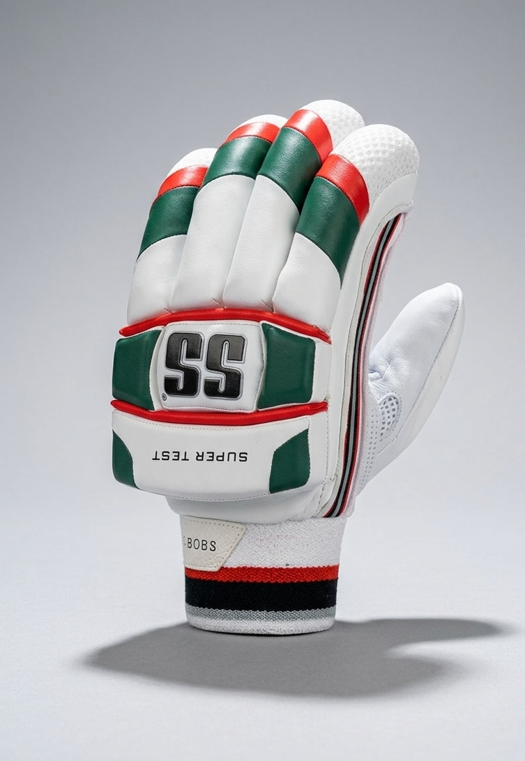 SS Super Test Batting Gloves - 2026 (Red & Green w/ White)