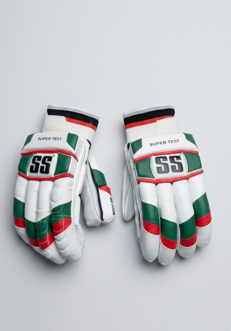 SS Super Test Batting Gloves - 2026 (Red & Green w/ White)
