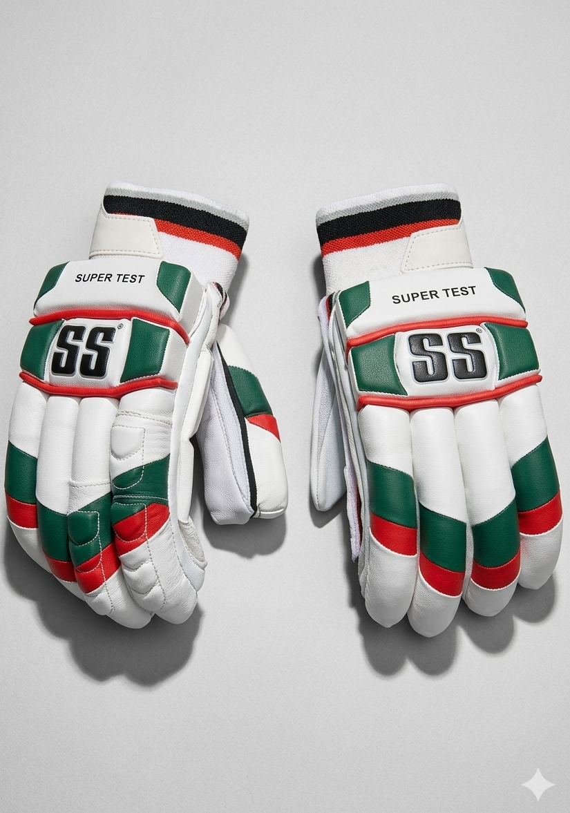 SS Supertest Colors Batting Gloves - 2026 (Red & Green with White)