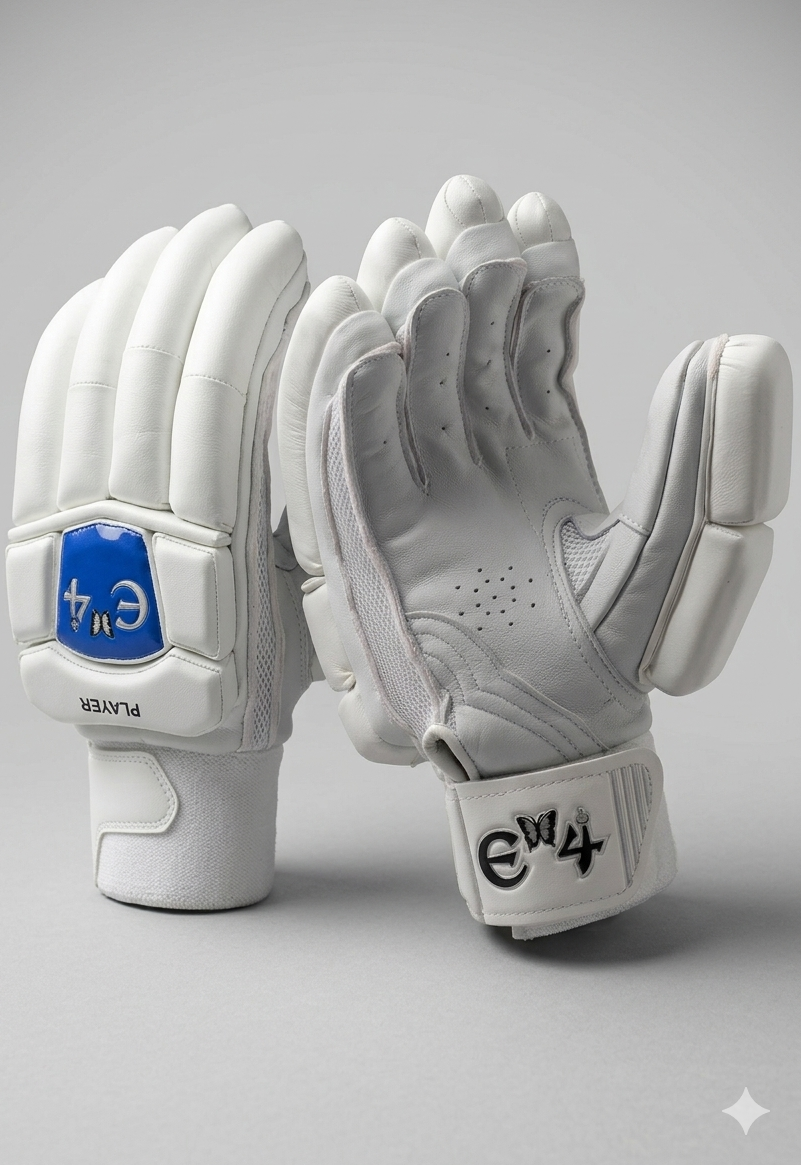 E4 Players Full White Batting Gloves - 2026