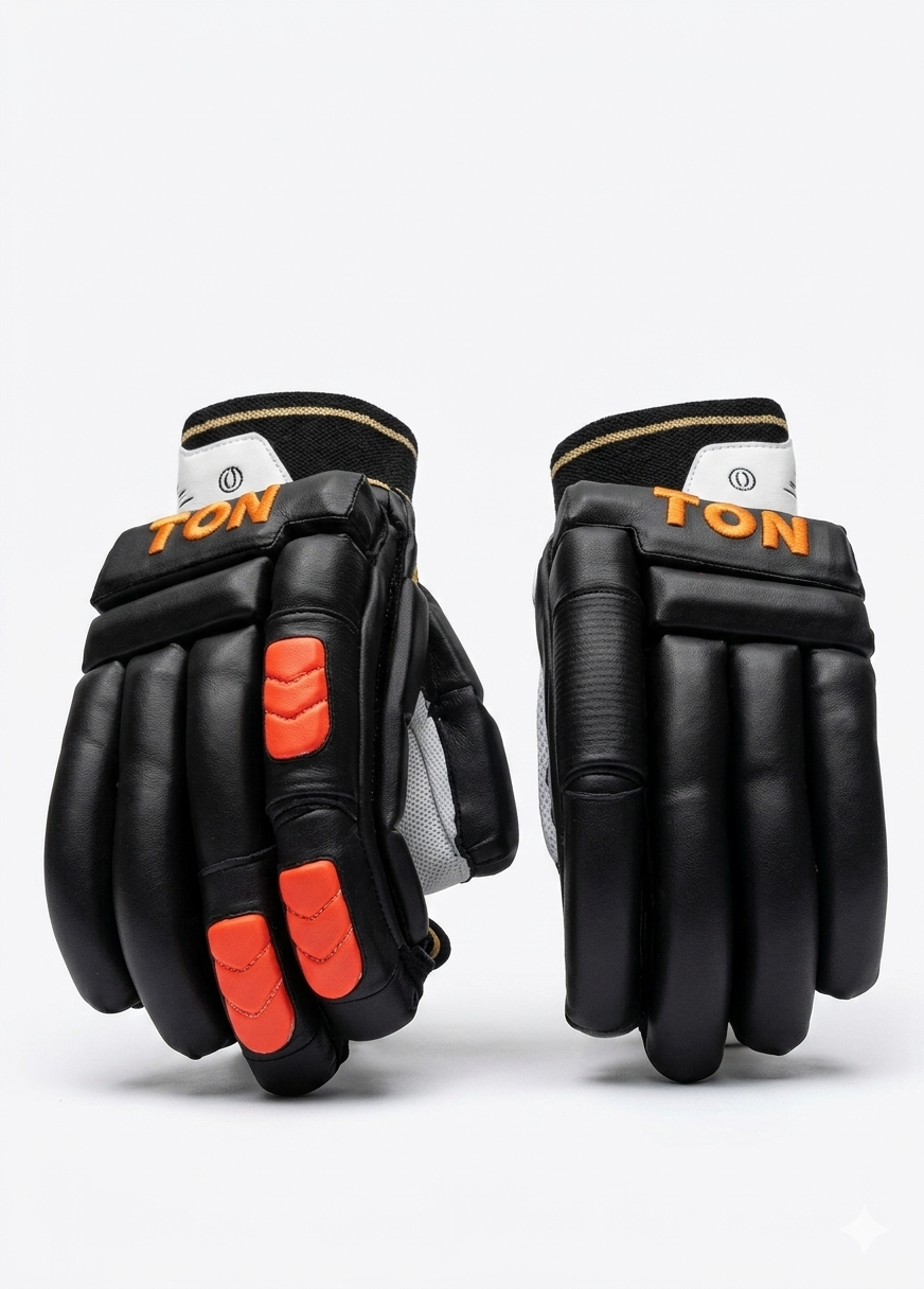 SS TON IPL Sunrisers Cricket Batting Gloves Black/Orange - 2026