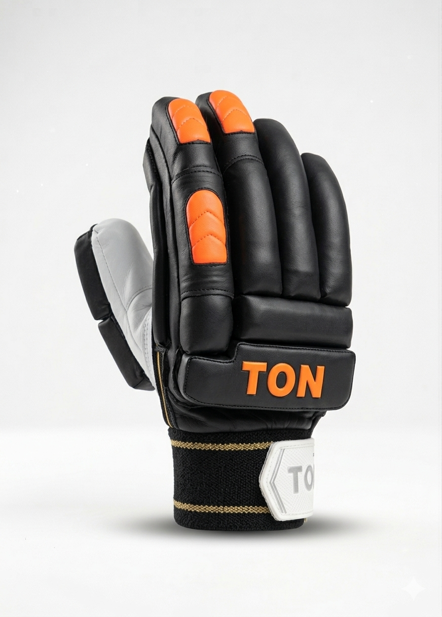 SS TON IPL Sunrisers Cricket Batting Gloves Black/Orange - 2026
