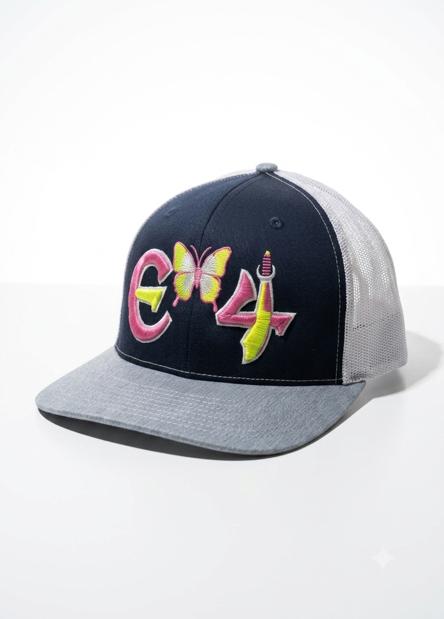 E4 Trucker Hat - Navy & Pink/Lime (2026)