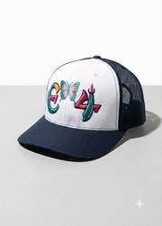 E4 Trucker Hat - White & Teal/Pink (2026)