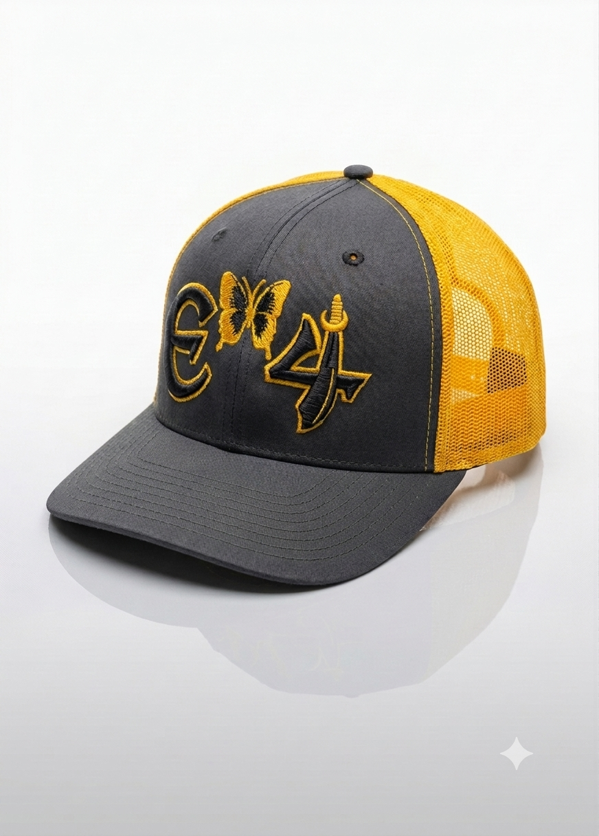 E4 Trucker Hat - Gray & Yellow (2026)