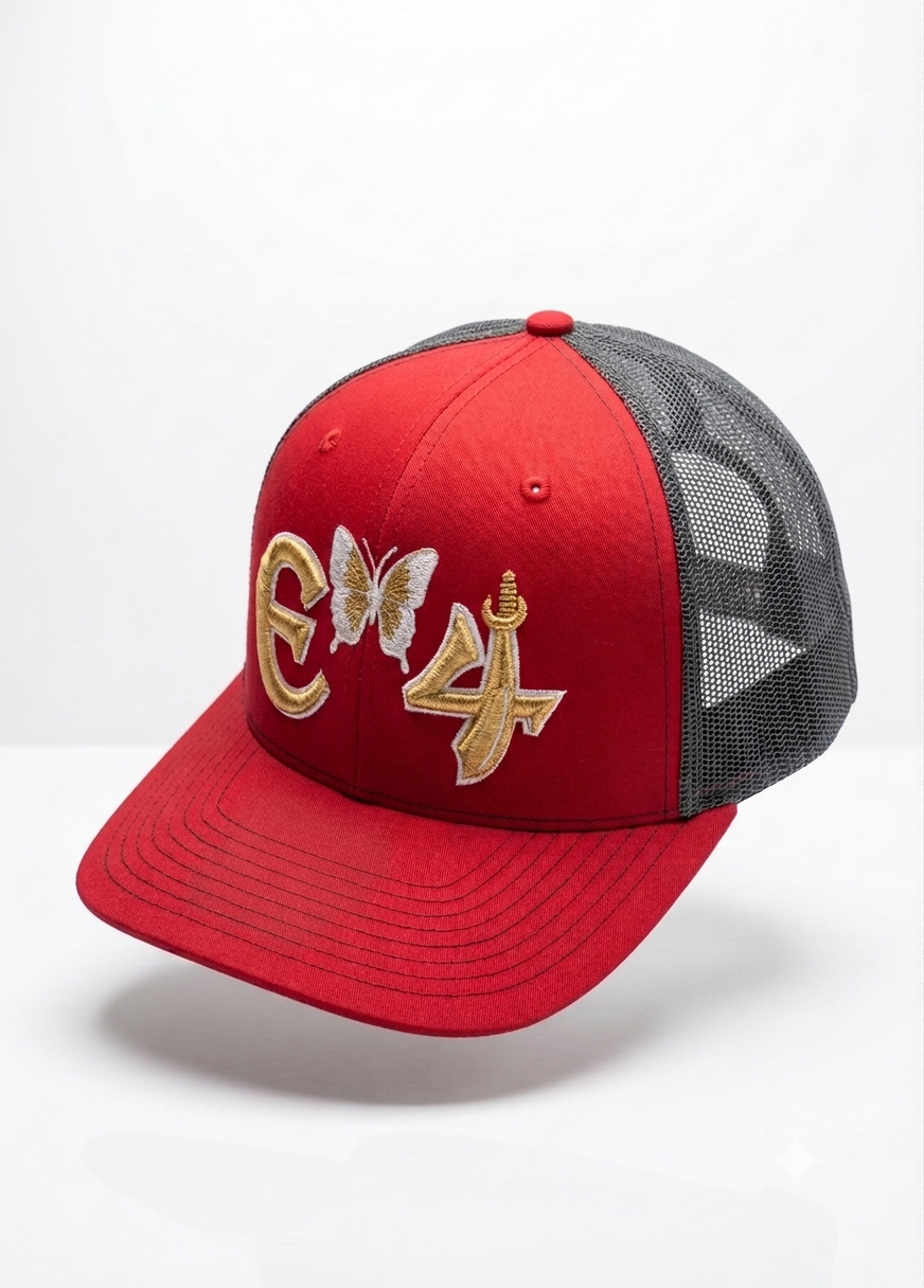 E4 Trucker Hat - Red & Gold (2026)