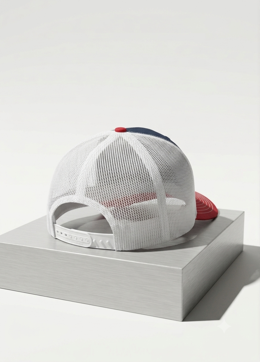 E4 Trucker Hat - Navy Blue & Red (2026)