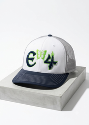 E4 Trucker Hat - White & Navy/Lime Green (2026)