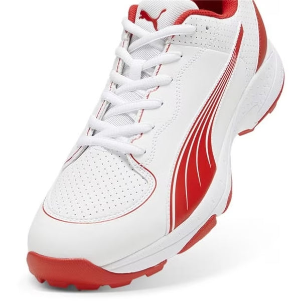 PUMA 24 FH Rubber Cricket Shoes Puma White Puma Red CricketZoneUSA