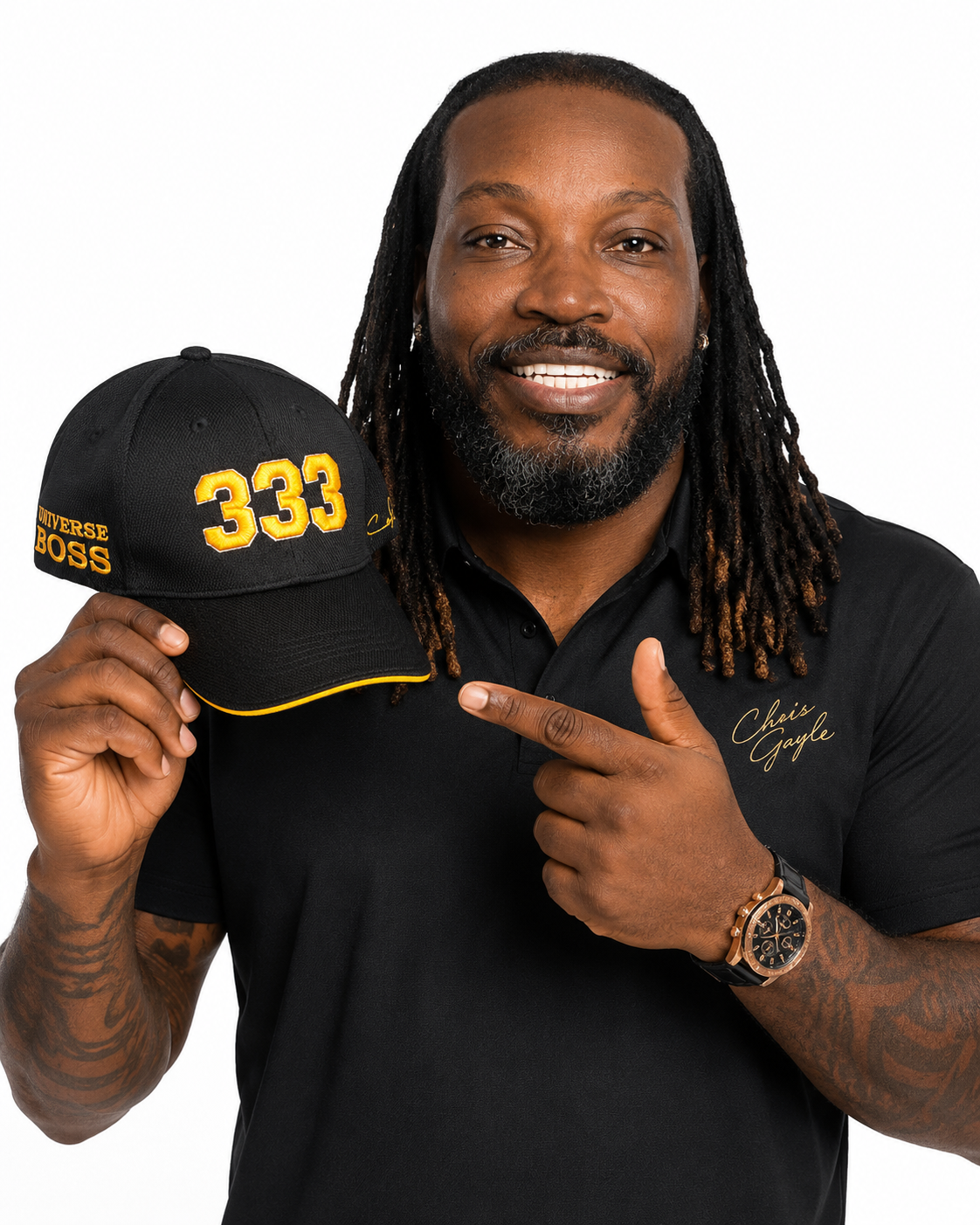 CHRIS GAYLE UNIVERSE BOSS 333 HAT - BLACK AND YELLOW