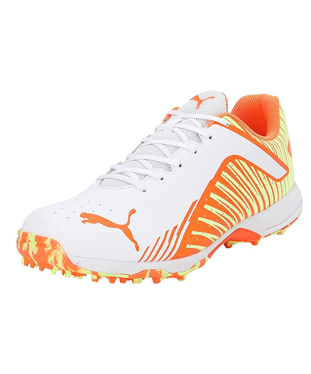 PUMA 22 FH RUBBER CRICKET SHOES -  White-Ultra Orange Fast Yellow