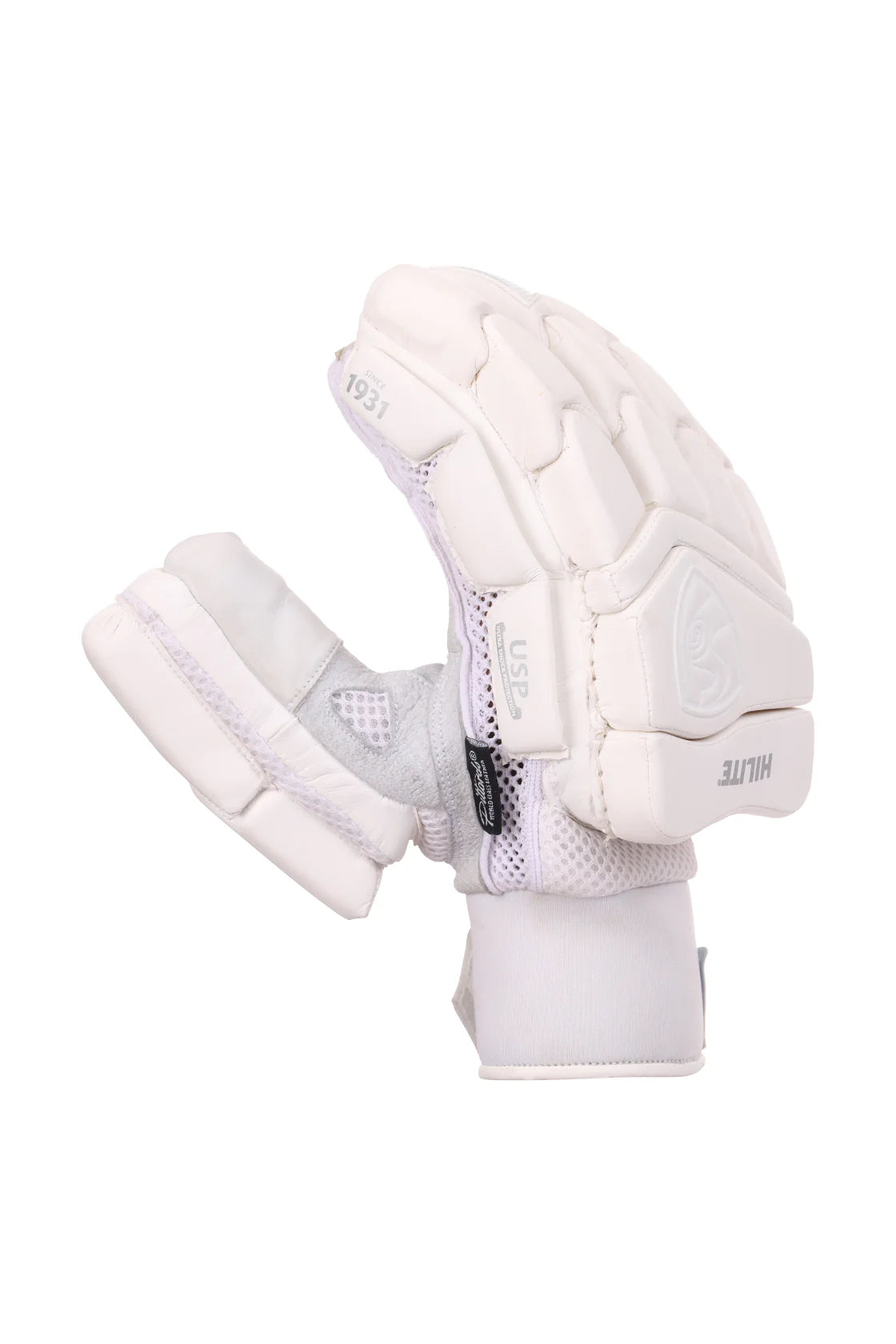 SG HILITE FULL WHITE BATTING GLOVES - 2025