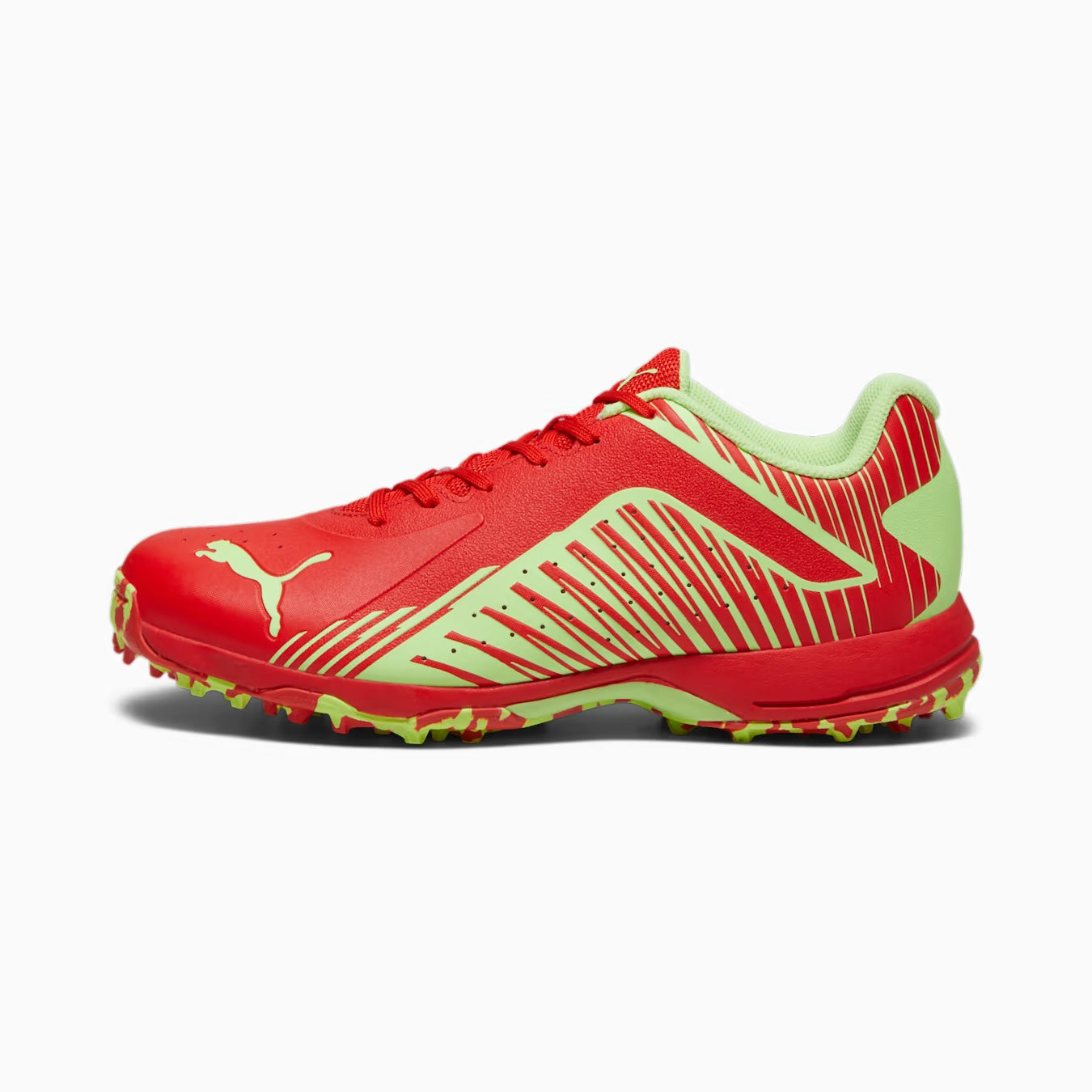 PUMA 22 FH  RUBBER CRICKET SHOES -  Red-Speed Green