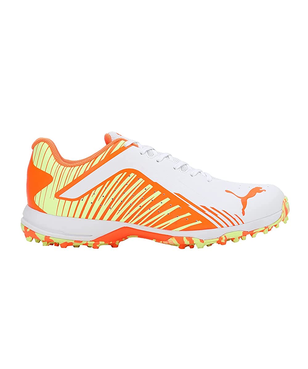 PUMA 22 FH RUBBER CRICKET SHOES -  White-Ultra Orange Fast Yellow