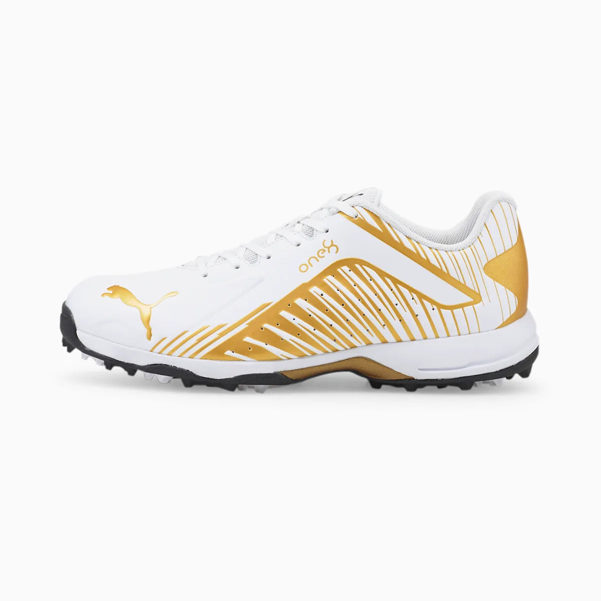 Puma Men VK One8 22FH Rubber White & Gold Cricket Shoes