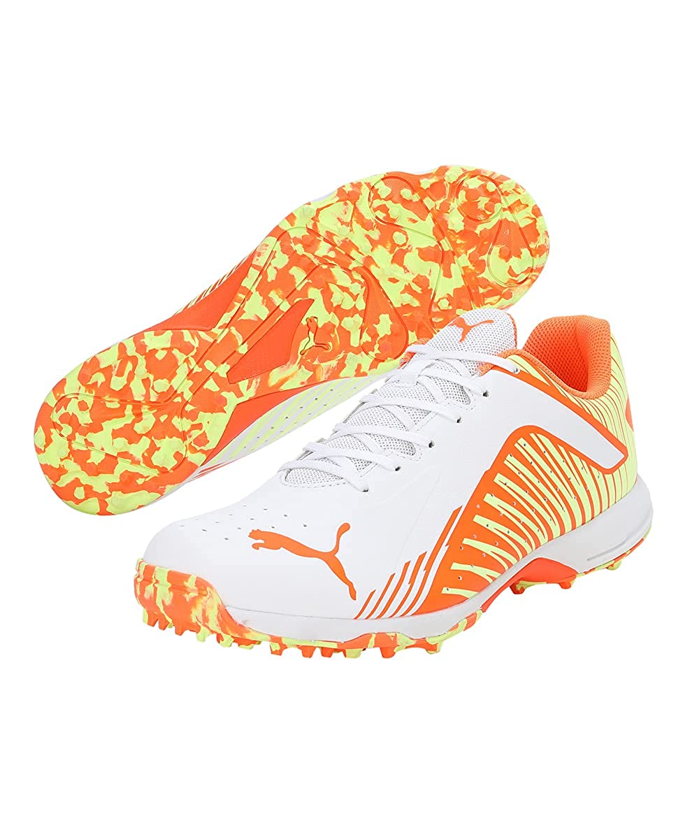 PUMA 22 FH RUBBER CRICKET SHOES -  White-Ultra Orange Fast Yellow