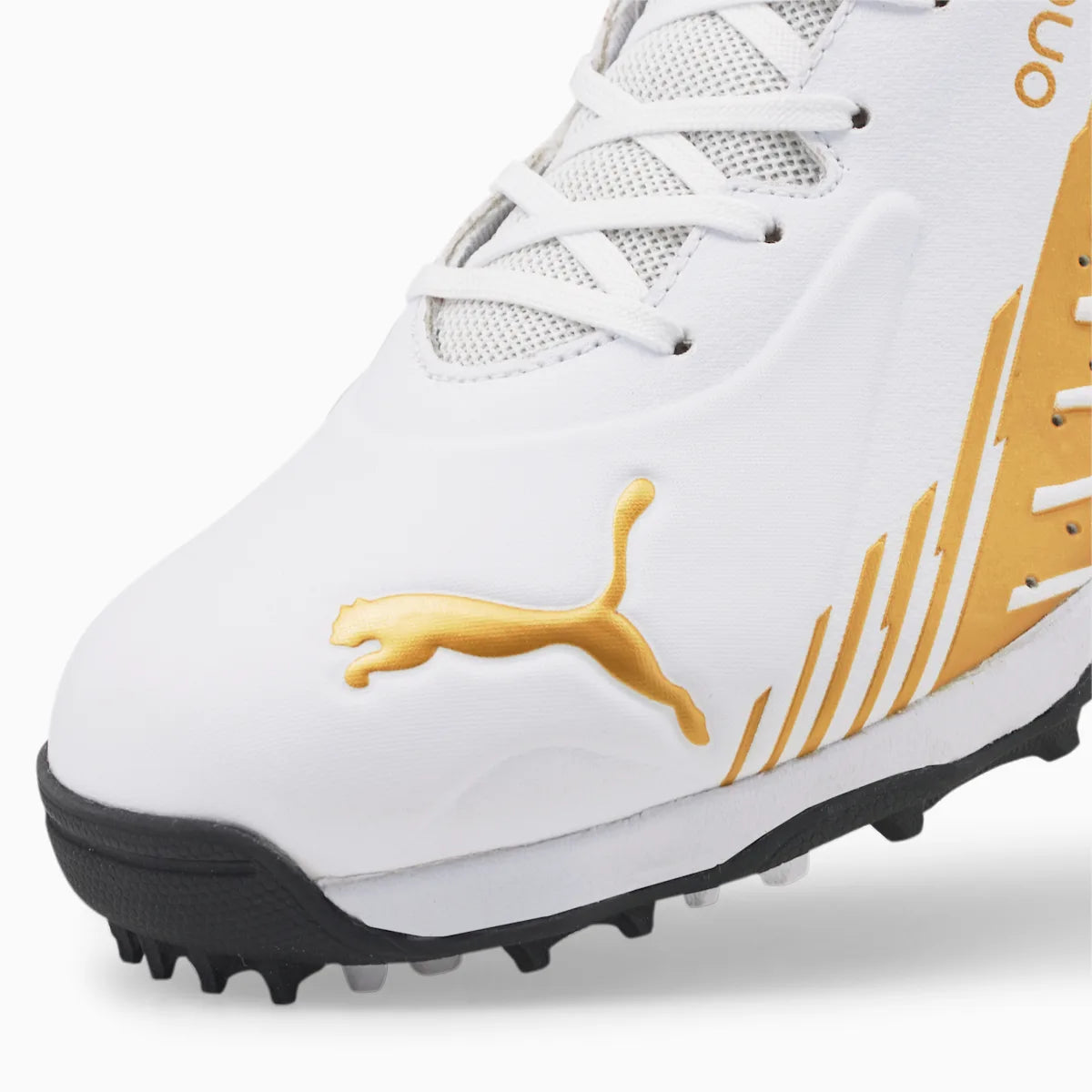 Puma Men VK One8 22FH Rubber White & Gold Cricket Shoes