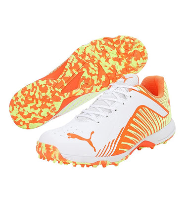 PUMA 22 FH RUBBER CRICKET SHOES -  White-Ultra Orange Fast Yellow