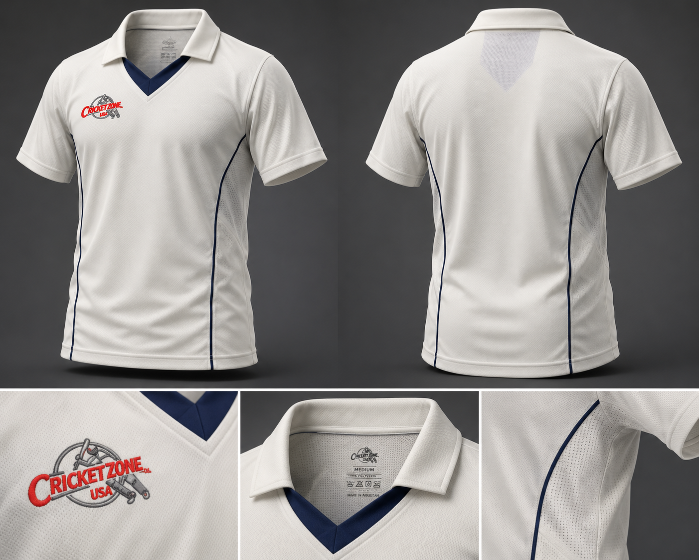 CricketZoneUSA Off-White Cricket Uniform - 2026