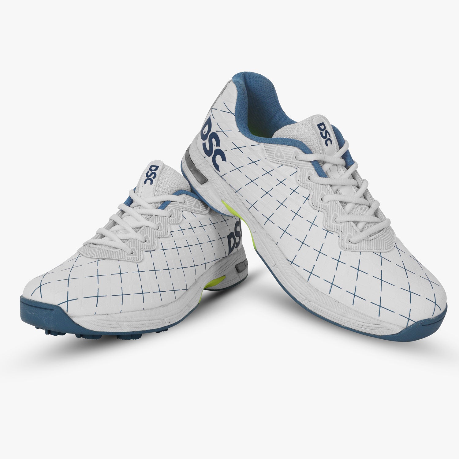 DSC Biffer 22 Cricket Shoes - White/Gray/Lime