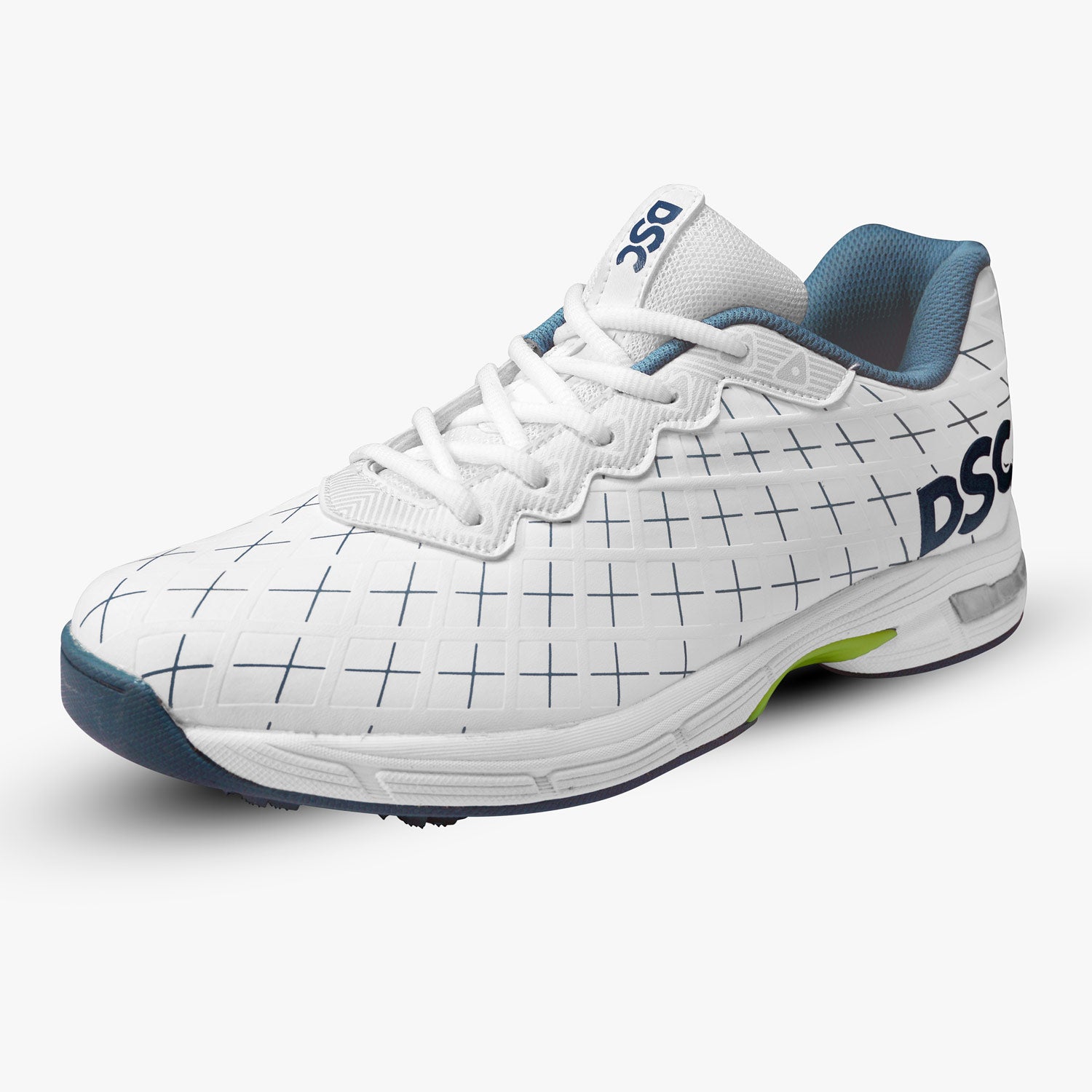 DSC Biffer 22 Cricket Shoes - White/Gray/Lime