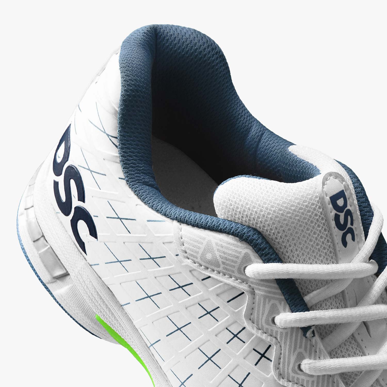 DSC Biffer 22 Cricket Shoes - White/Gray/Lime