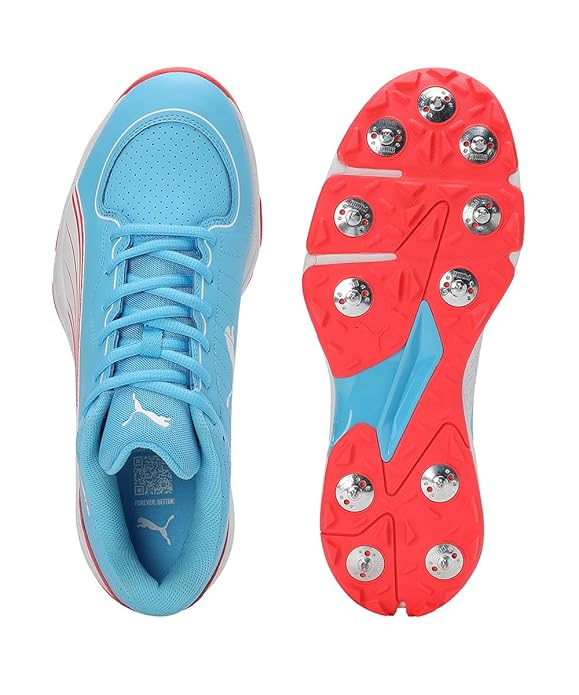 PUMA Spike 24.1 Cricket Shoes - Luminous Blue Puma White Fire Orchid