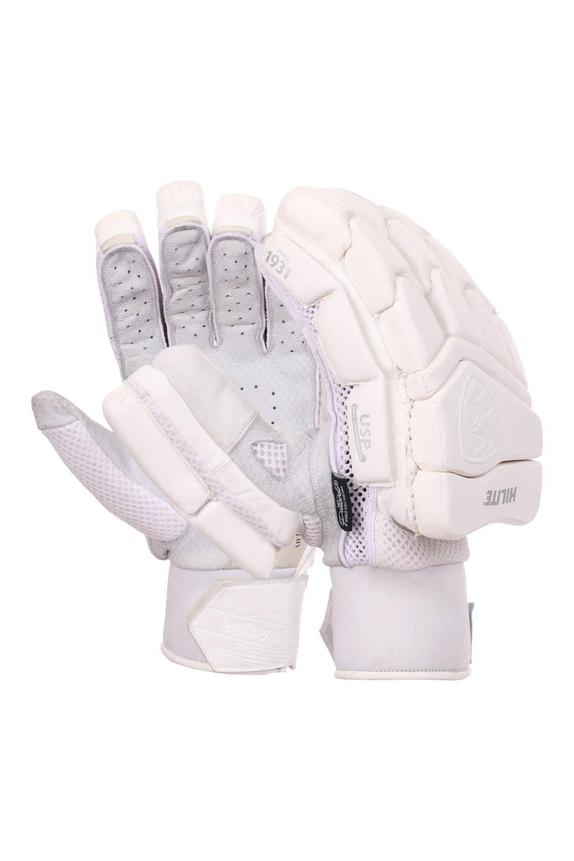 SG HILITE FULL WHITE BATTING GLOVES - 2025