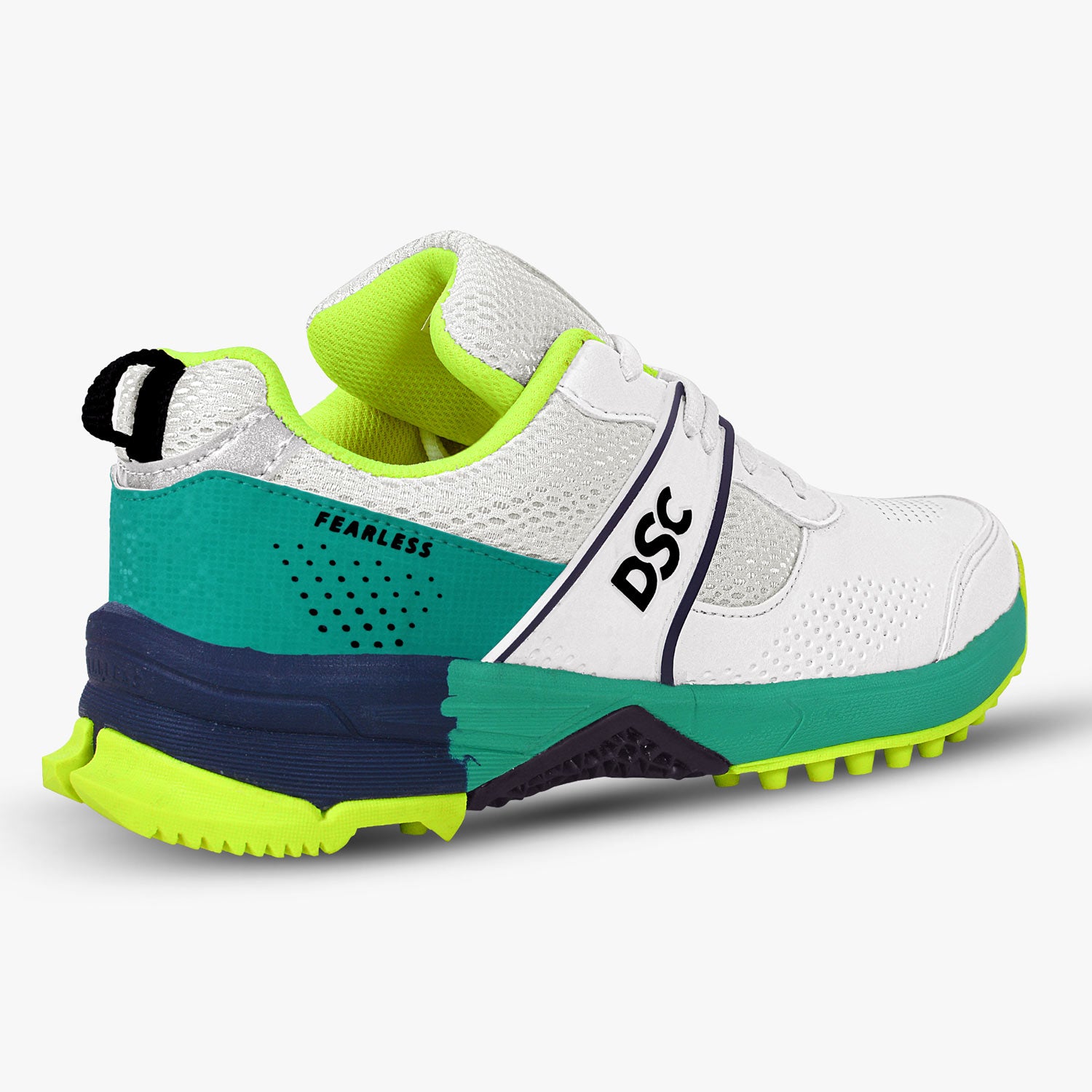DSC Jaffa Neo Rubber Cricket Shoes - White/Lime/Green (2025)