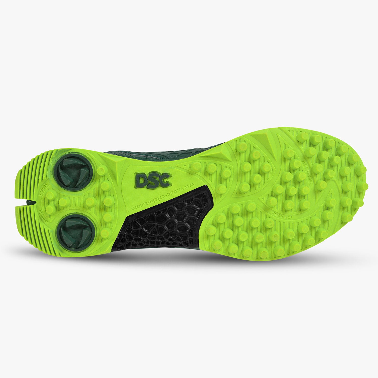DSC Jaffa 22 Rubber Cricket Shoes - Army Green/Lime (2026