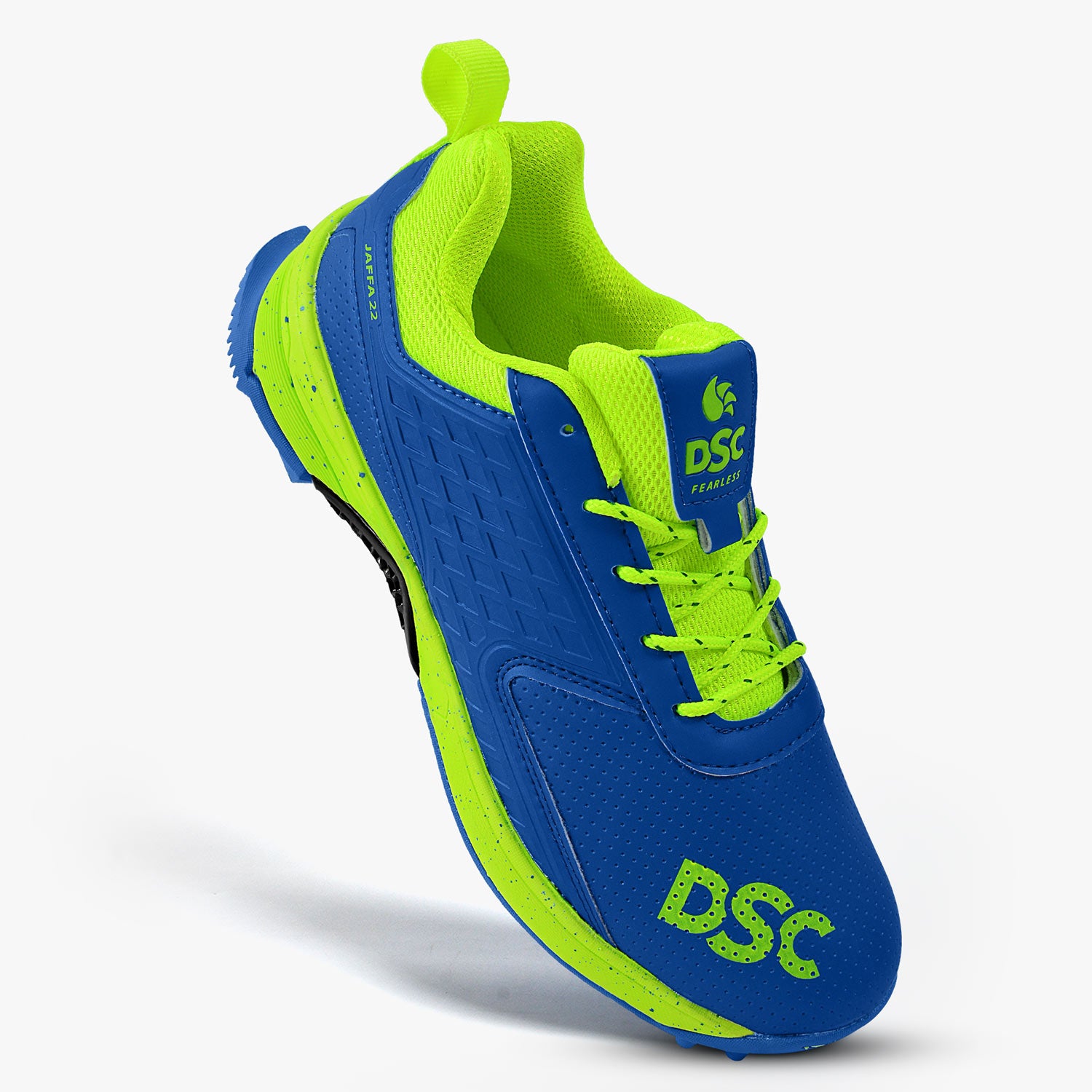DSC Jaffa 22 Rubber Cricket Shoes - 2025 (Blue/Lime)
