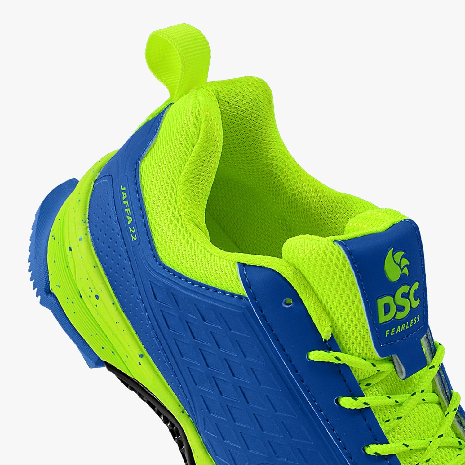 DSC Jaffa 22 Rubber Cricket Shoes - 2025 (Blue/Lime)