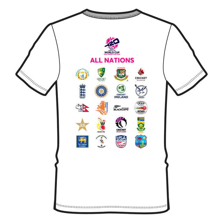 ICC T20 World Cup Men White T-shirt Cricket Teams- 2024
