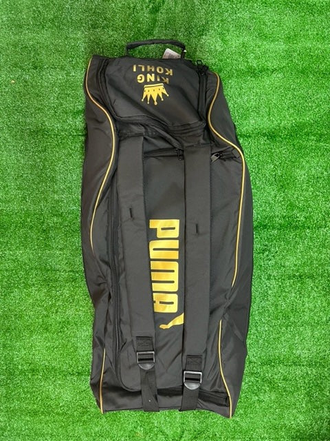 Puma King Kohli Cricket Duffle Wheelie Bag - Black and Gold