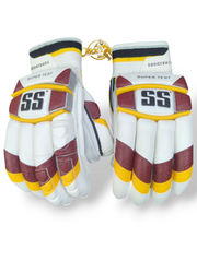 SS Super Test Yellow and Burgundy Batting Gloves - 2025