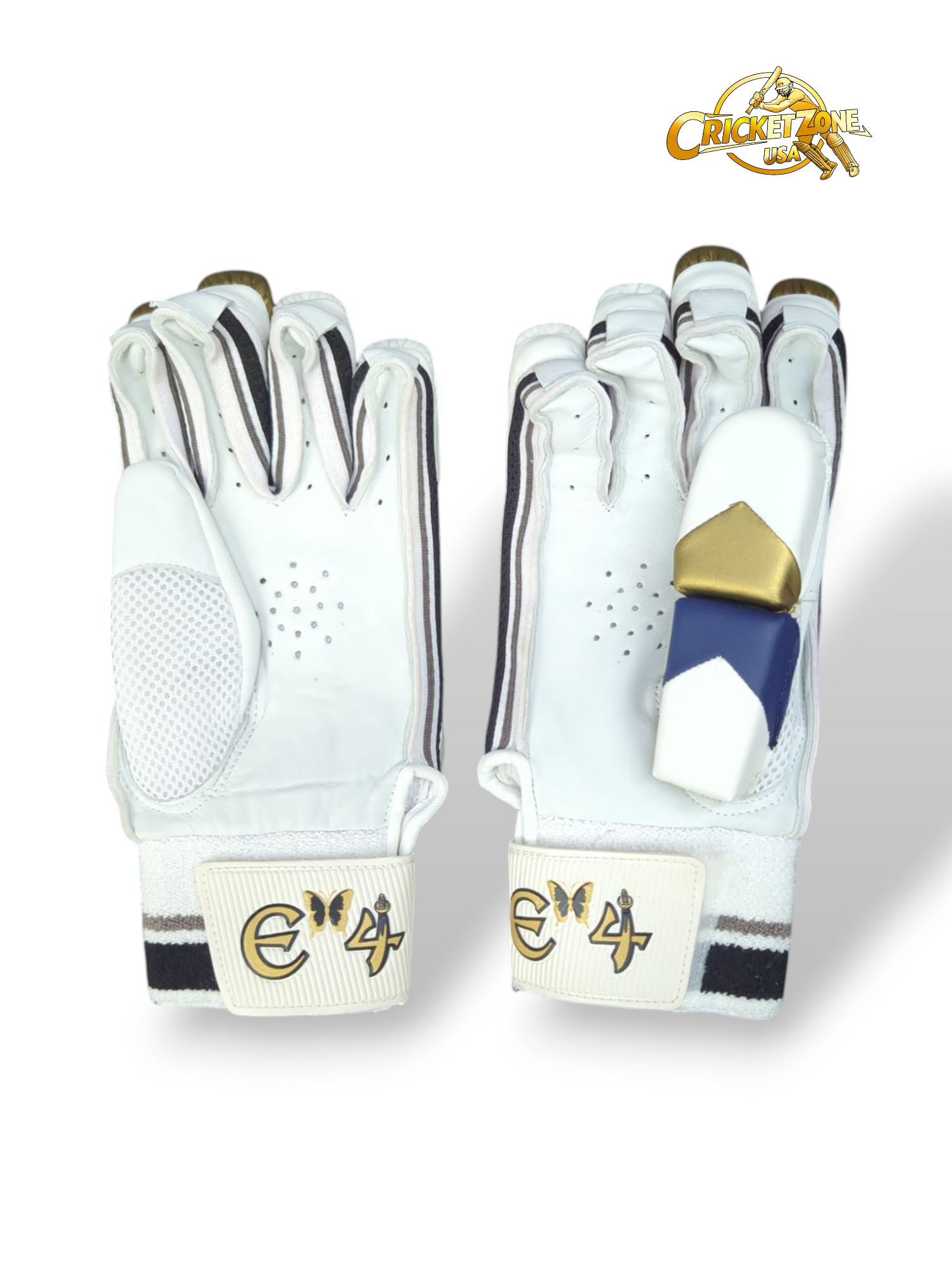 E4 GT 4.0 Batting Gloves - 2025 (White, Navy, & Gold)