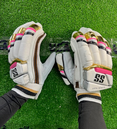 SS Super Test Batting Gloves White, Pink, and Gold - 2024