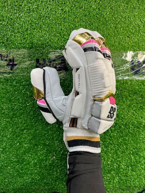 SS Super Test Batting Gloves White, Pink, and Gold