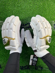 SS Millenium Pro Batting Gloves - White and Gold