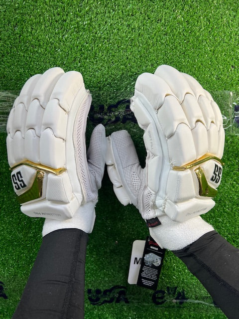 SS Millenium Pro Batting Gloves - White and Gold - 2024