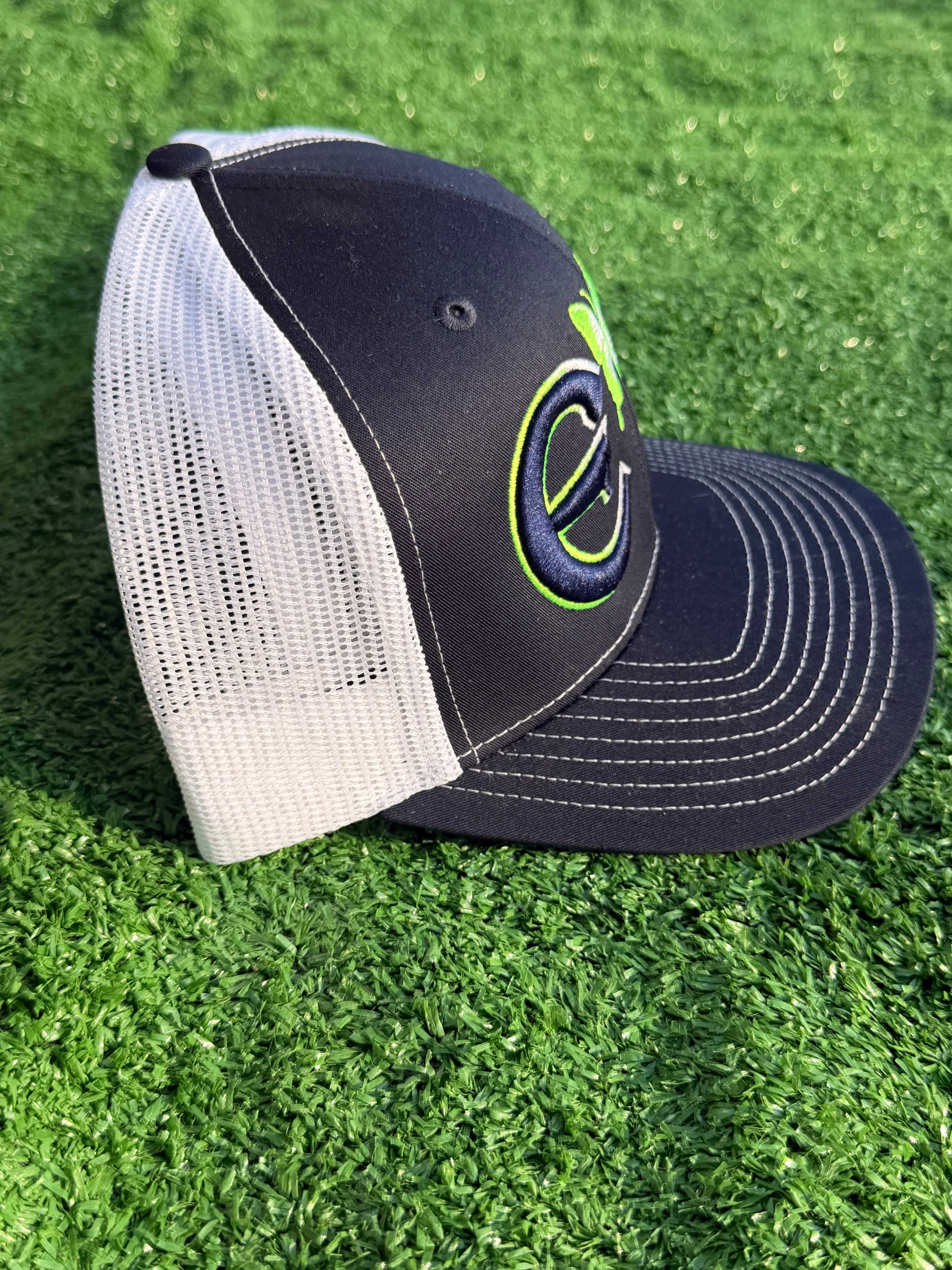 E4 Trucker Hat - Navy Blue & Lime Green (2026)