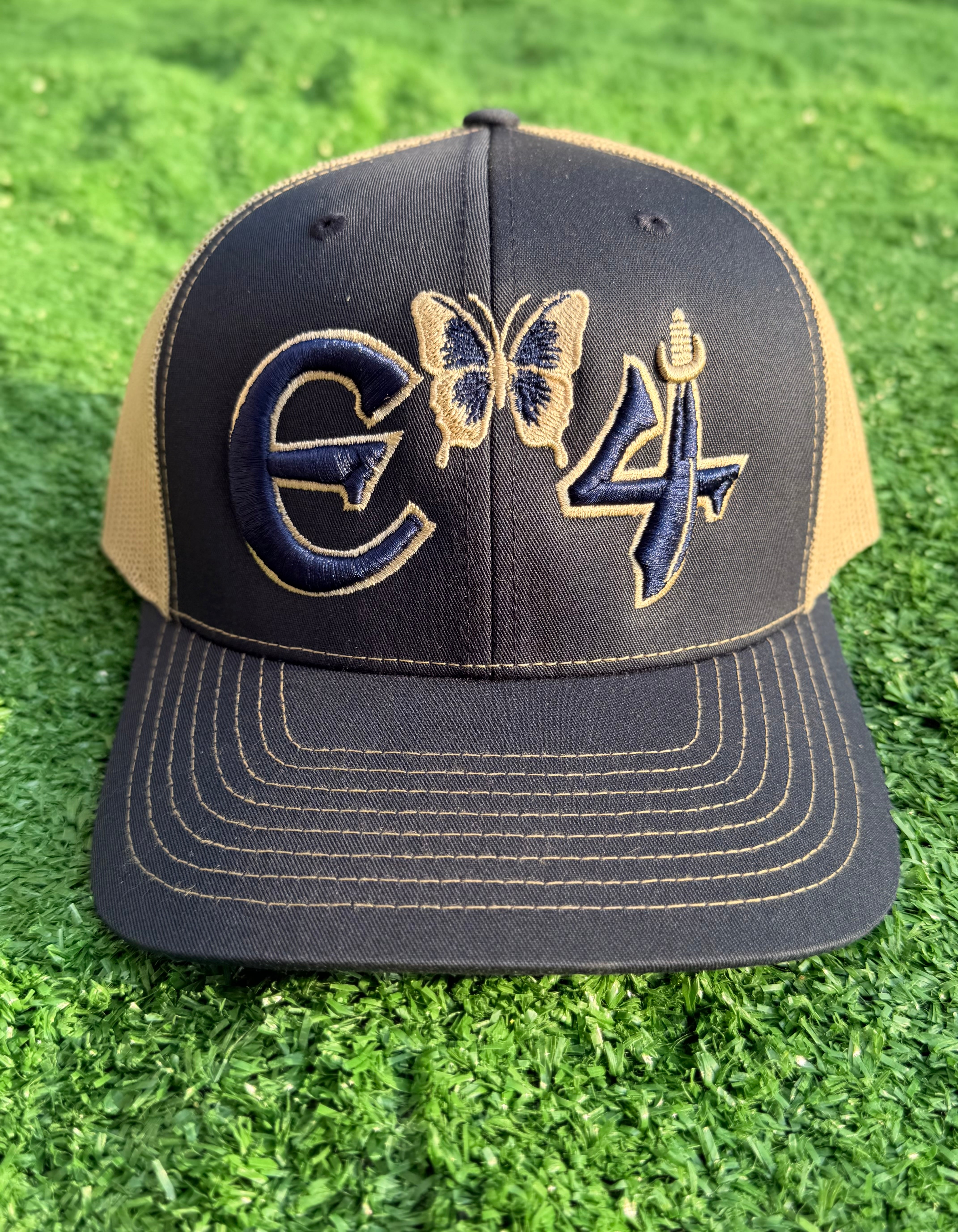 E4 Trucker Hat - Navy Blue & Gold (2026)