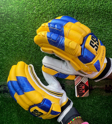 SS Super Test IPL Yellow Colored Batting Gloves - 2024