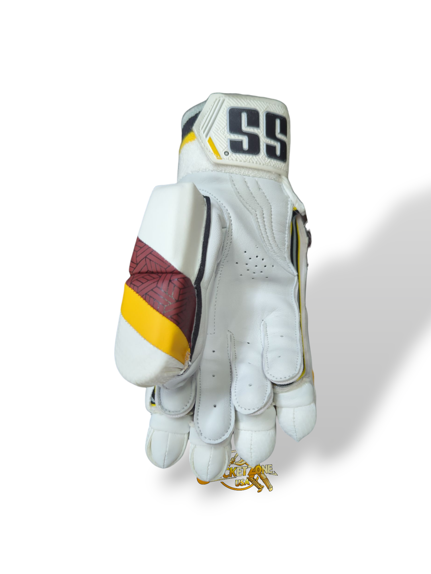 SS Super Test Yellow and Burgundy Batting Gloves - 2025